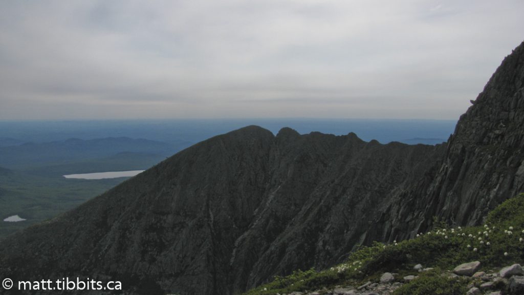 View of the Knife's Edge. Pamola Peak on the far left with Chimney Peak right beside it to the right
