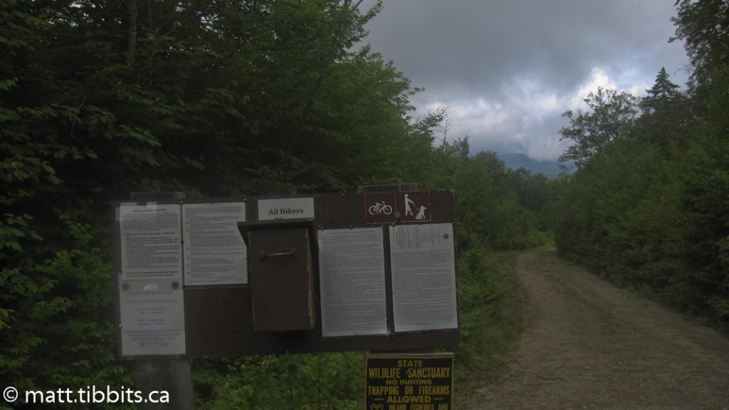 At the exit from Baxter State Park. Looking back into the park and the end of the Katahdin Lake Trail.